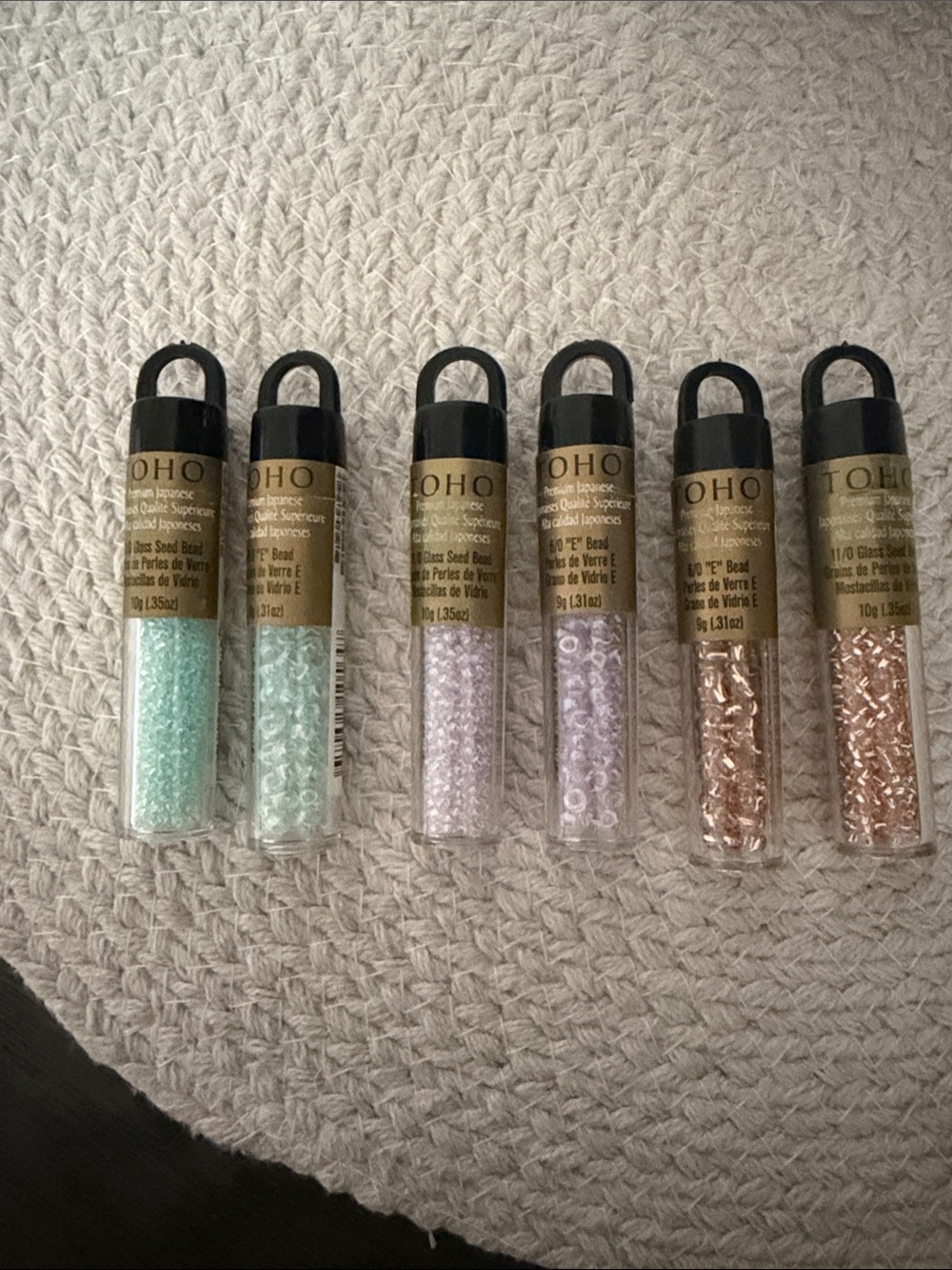 Pastel Glass Seed Beads Set - Mint, Lavender, Rose Gold